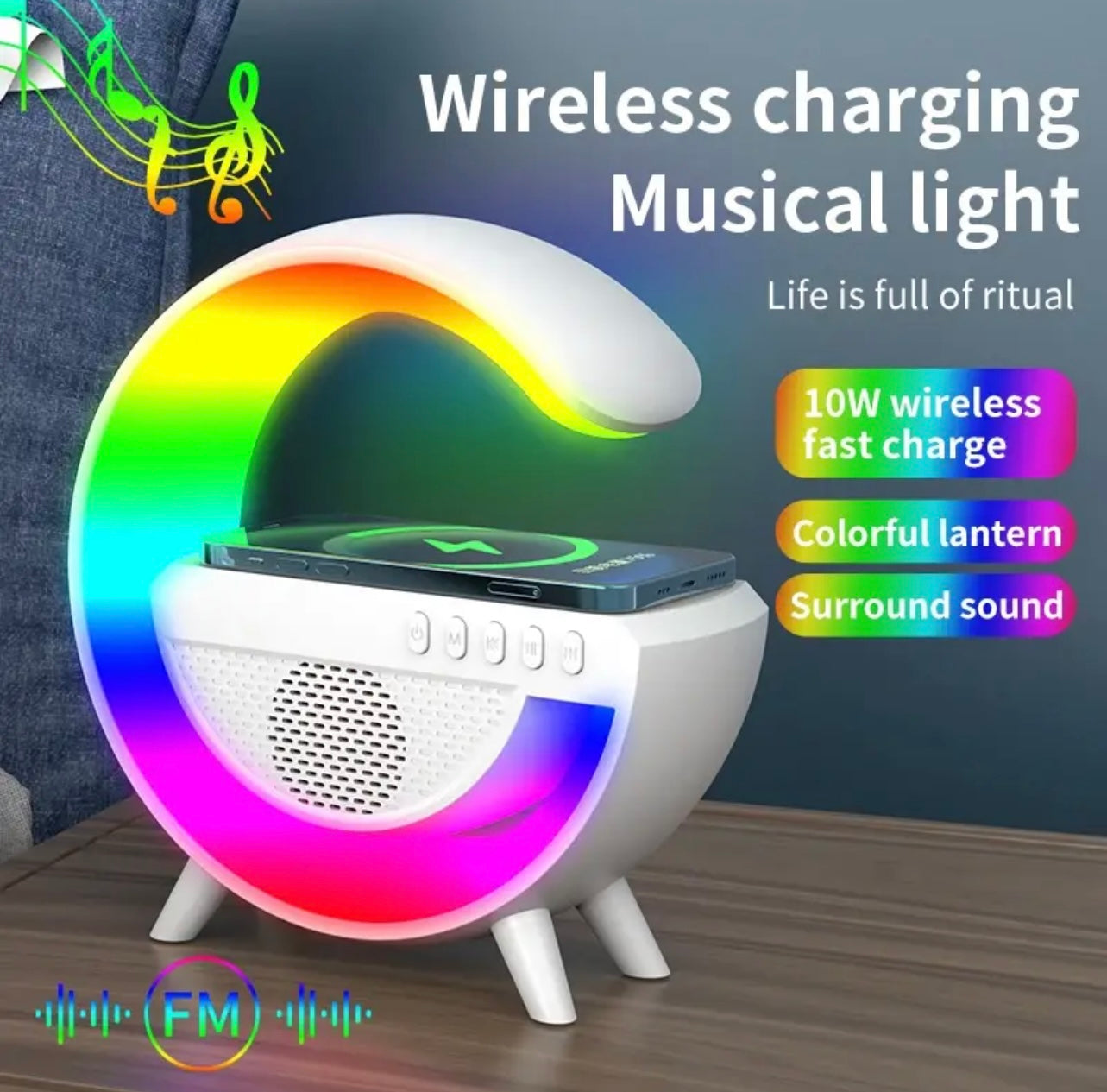 LED Licht mit verschiedenen Farben Wecker, Musikspieler, Bluetooth speaker, Wireless 🛜 Ladegeräte Radio 📻 ein Gerät mit vielen Funktionen