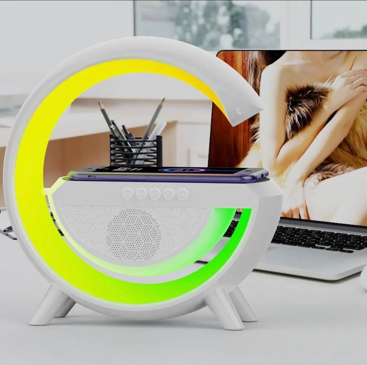 LED Licht mit verschiedenen Farben Wecker, Musikspieler, Bluetooth speaker, Wireless 🛜 Ladegeräte Radio 📻 ein Gerät mit vielen Funktionen