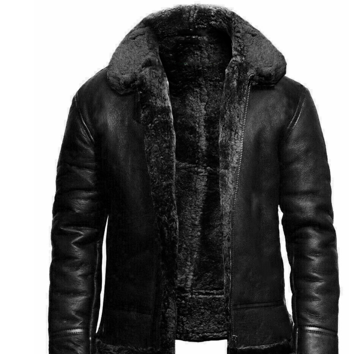 Herren Lederfell Einteiler Revers Winter Kältebeständige Lederjacke