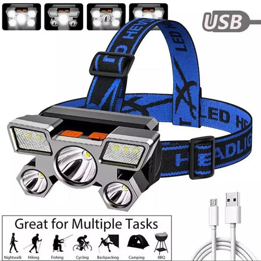USB LED Stirnlampe mit 5 LED sehr Höhere Reichweite